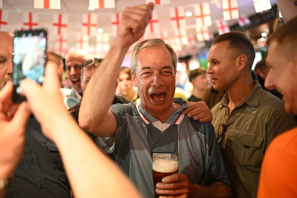 Farage hit the pub to watch England play soccer in the Euros.