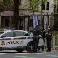 Police and Secret Service vehicle outside Israeli Embassy in D.C.