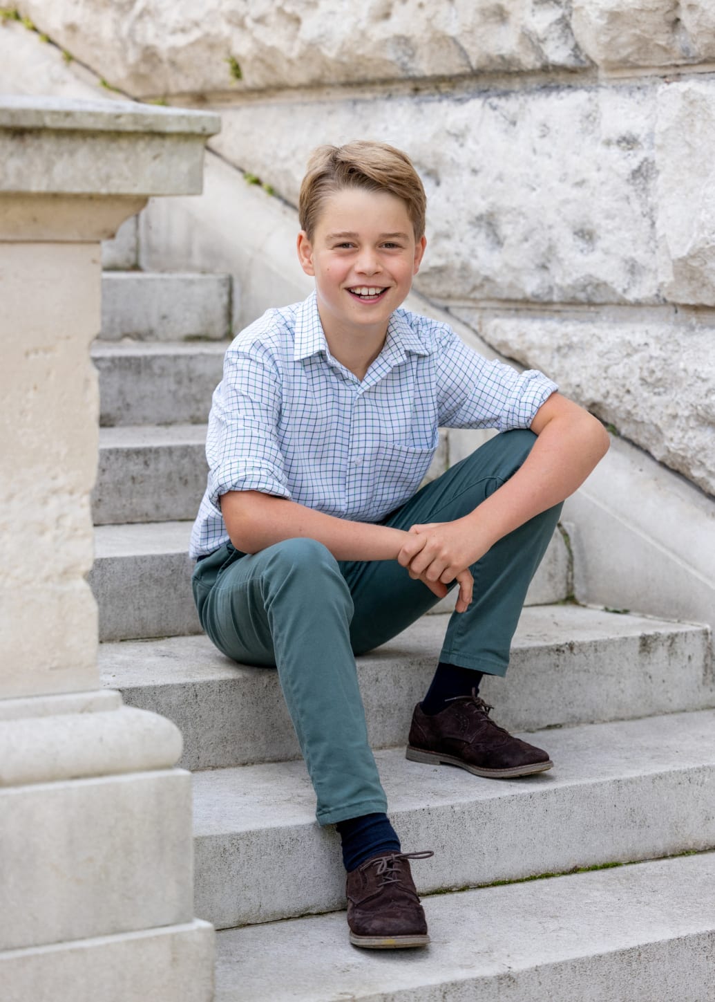 Britain's Prince George poses in this undated handout picture issued by Kensington Palace ahead of his tenth birthday, in Windsor, Britain, and released on July 21, 2023.