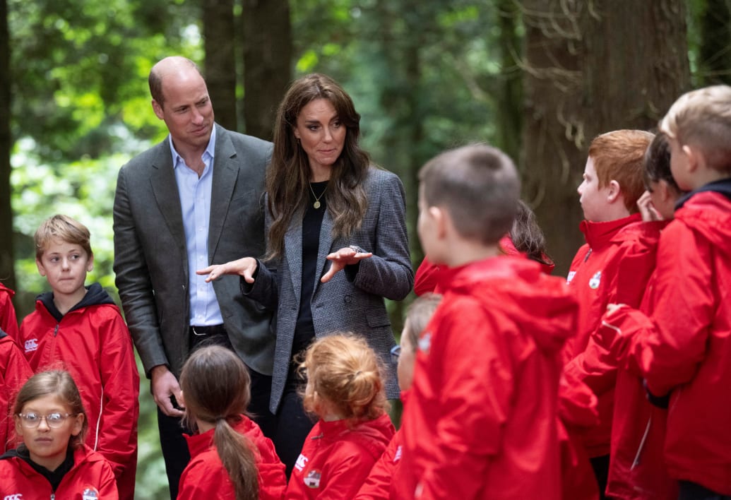 Prince William, Prince of Wales and Catherine, Princess of Wales visit Madley Primary School's Forest School which prioritizes outdoor learning, in Vowchurch, Herefordshire, Britain September 14, 2023.