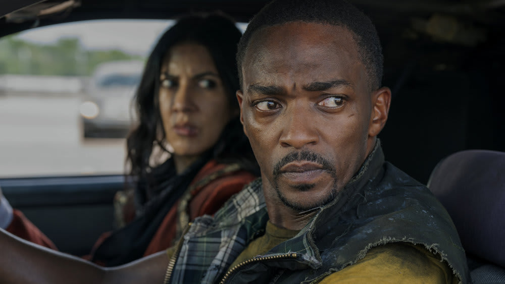 Photo of Stephanie Beatriz as Quiet and Anthony Mackie as John Doe in Peacock's Twisted Metal