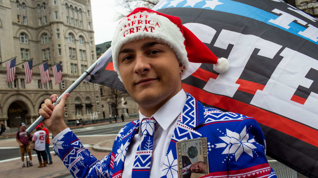 Trump supporter Dylan Quattrucci, 23, of Carmel, New York, attends a Stop the Steal rally in support of President Trump on December 12, 2020 in downtown Washington, D.C. 