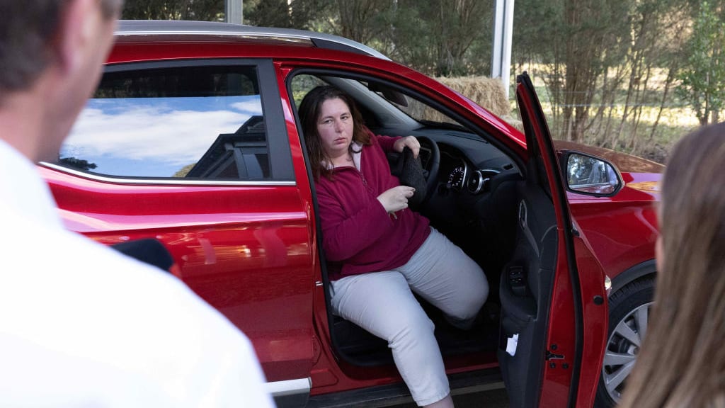 Erin Patterson arrives at her home in Leongatha, Victoria. Three people died after eating suspected Death Cap mushrooms used in a meal she had cooked. 