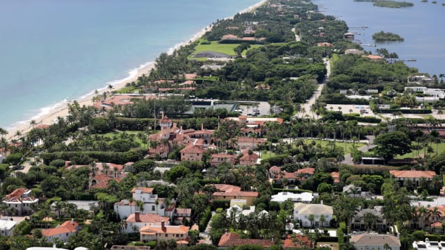 An aerial view of Palm Beach, Florida.
