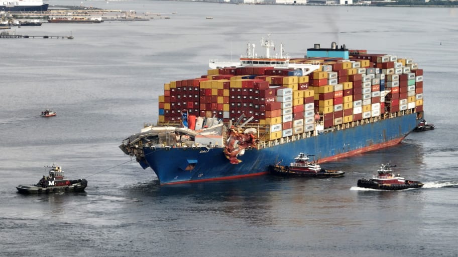 The Dali container ship, which brought down the Francis Scott Key Bridge in Baltimore, has been refloated and is returning to port.