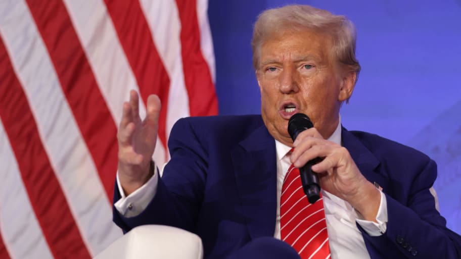 Former U.S. President Donald Trump speaks during the 2024 Joyful Warriors National Summit in Washington, D.C.