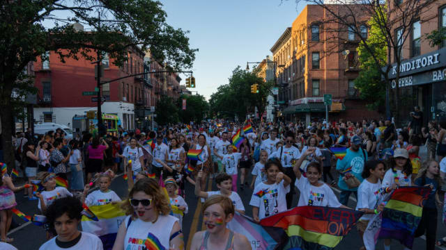 People attend the Brooklyn Pride Parade in Brooklyn, New York, on June 8, 2024. 