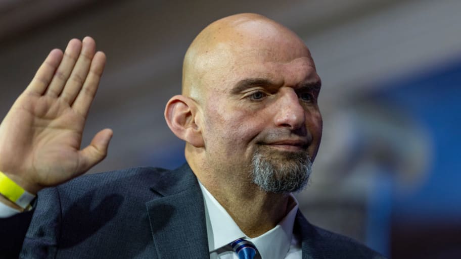 Sen. John Fetterman (D-PA) is seen in the old senate chamber for the Ceremonial Swearing  in Washington, DC