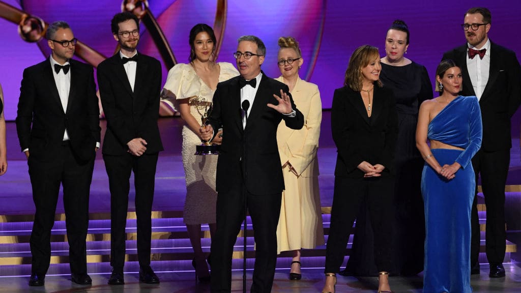 John Oliver accepts the Outstanding Scripted Variety Series award for “Last Week Tonight with John Oliver” onstage during the 76th Emmy Awards.