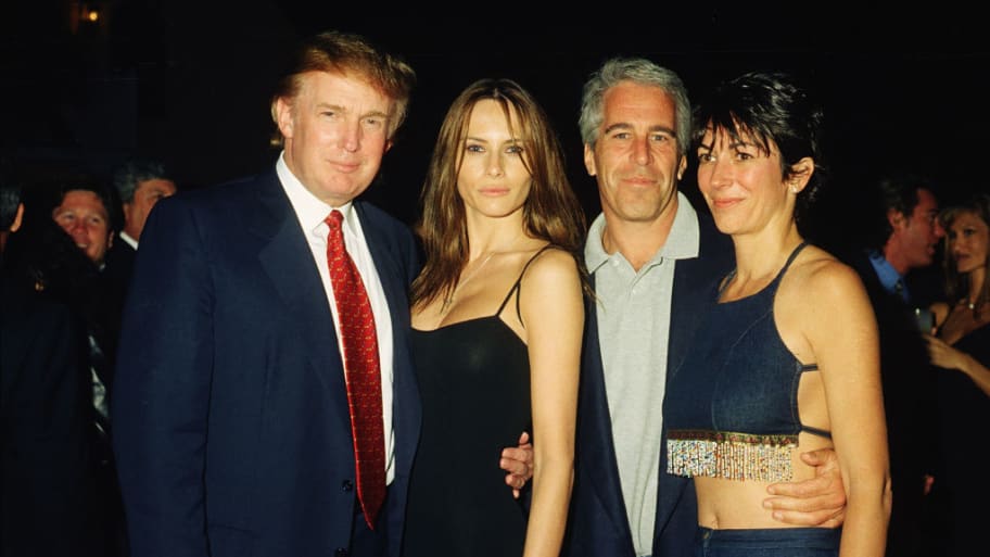Donald Trump, Melania, Jeffrey Epstein and Ghislaine Maxwell pose together.