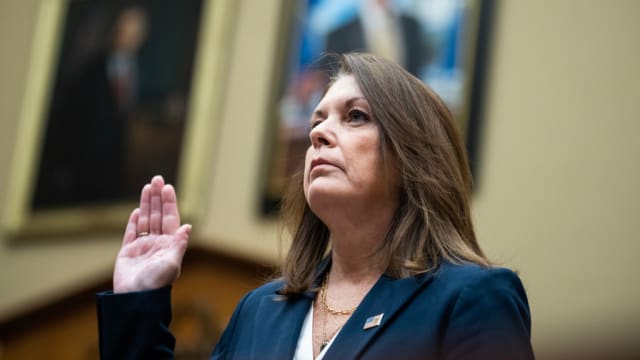 Secret Service Director Kimberly Cheatle is sworn in for the hearing.
