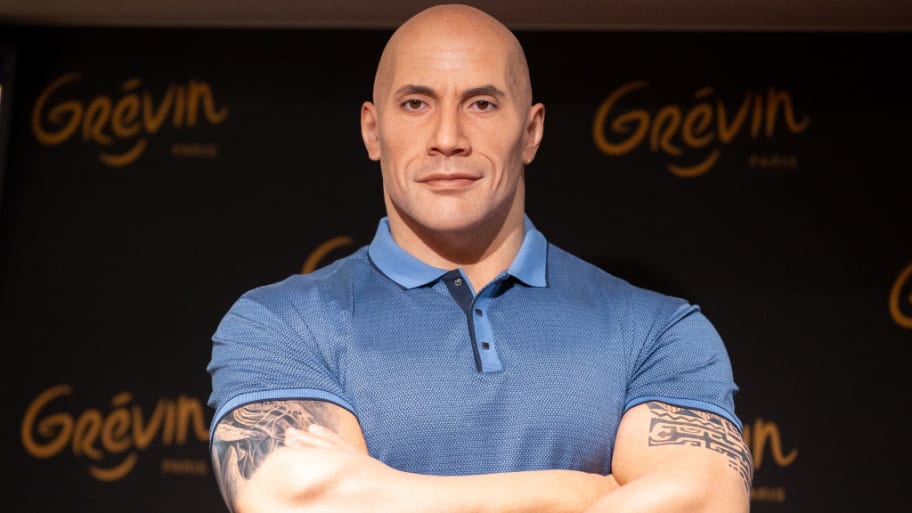 The Dwayne Johnson wax figure is unveiled at Musee Grevin on Oct. 16, 2023, in Paris, France.