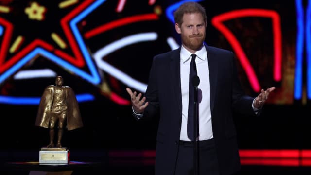 Prince Harry at the NFL Honors in Las Vegas following a visit to King Charles III in the wake of the monarch’s cancer diagnosis. 