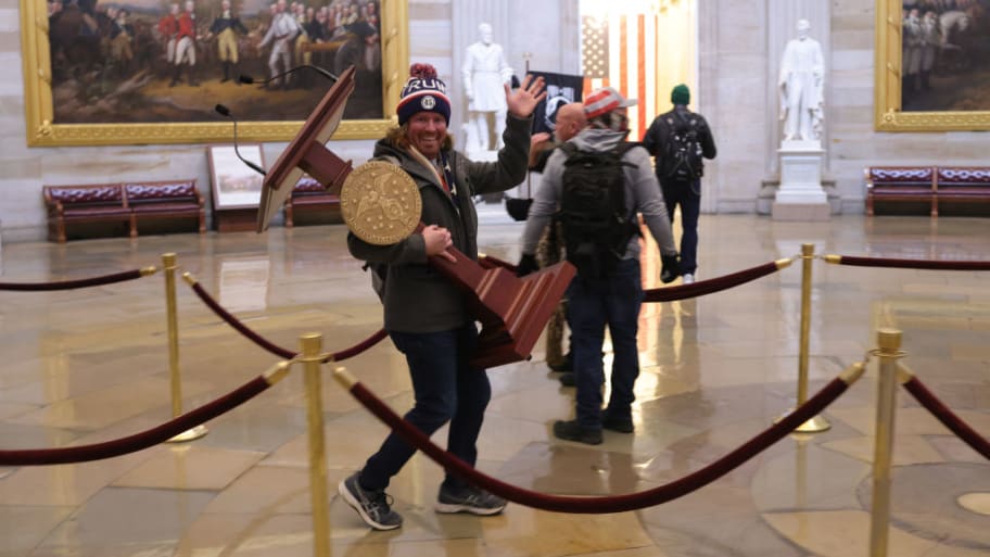 Protesters enter the U.S. Capitol Building on January 06, 2021.