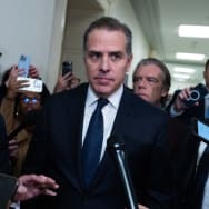 Hunter Biden, center, and his attorney Abbe Lowell, left, address the media after leaving the House Oversight and Accountability Committee markup in Rayburn Building on Wednesday, January 10, 2024.