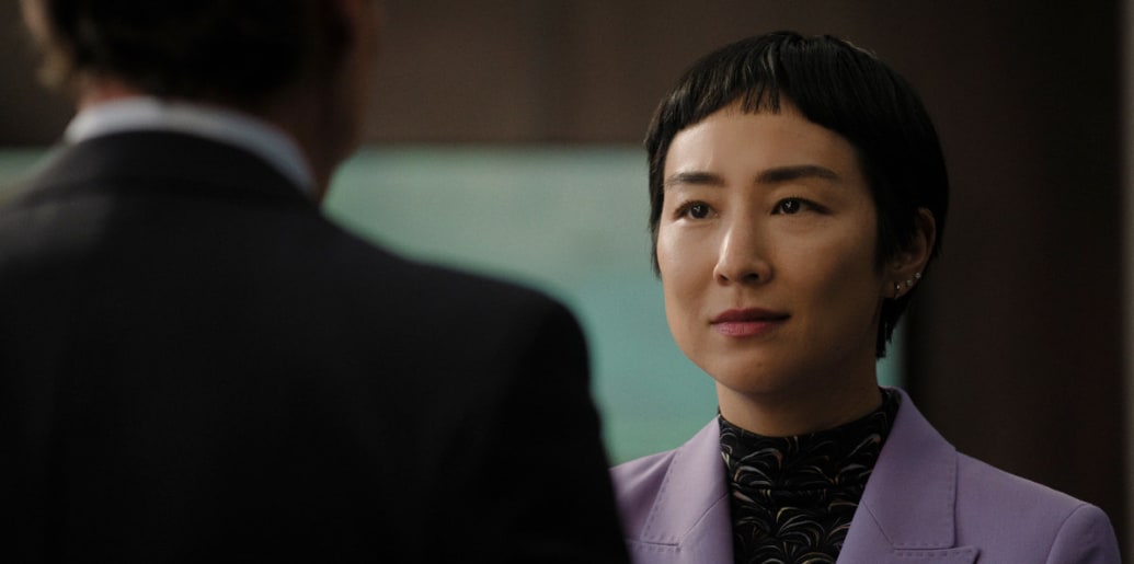Greta Lee in a still from ‘The Morning Show’