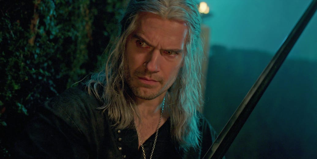 Still of Henry Cavill in The Witcher.