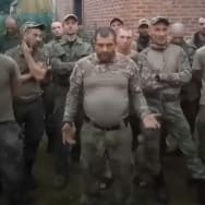 A screenshot from a video shared on June 28 by Russian prisoners' rights campaign group Gulagu.net showing a Storm-Z squad explaining they will no longer fight in Ukraine.