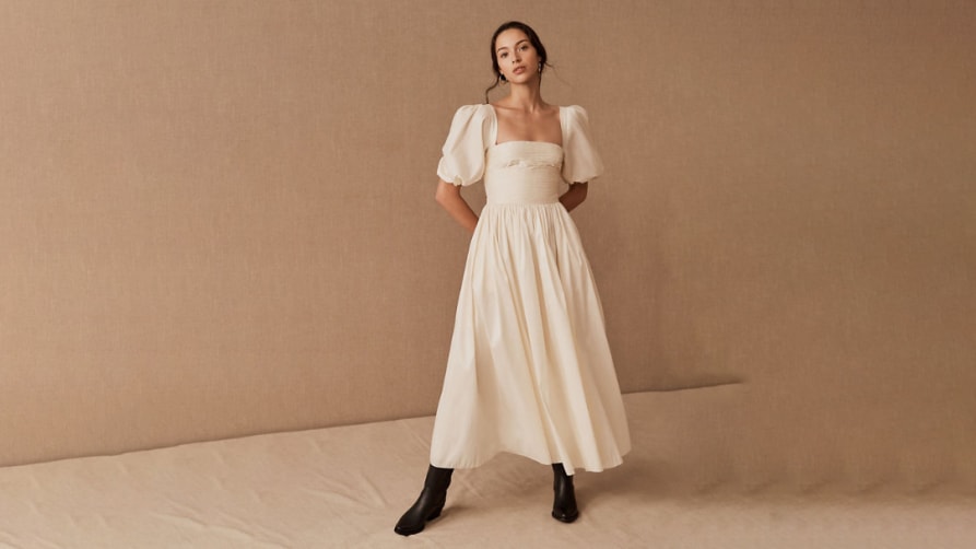 anthro dress cug96k | Actually Chic Elopement Wedding Dresses For Every Low-Key Bride to Be | The Paradise