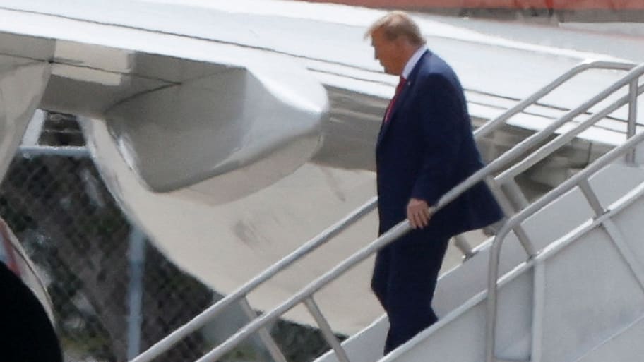 Former U.S. President Donald Trump arrives at Miami International Airport as he is to appear in a federal court on classified document charges, in Miami, Florida, U.S., June 12, 2023/