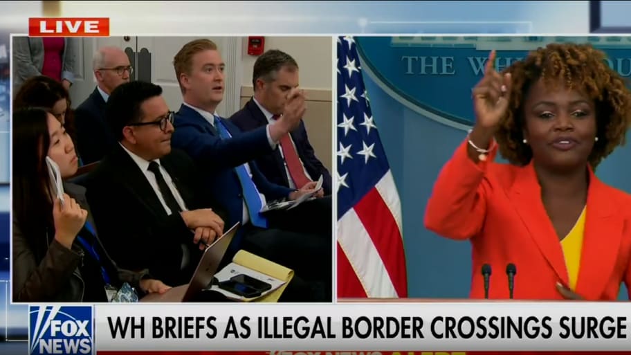 White House press secretary Karine Jean-Pierre refuses to answer a question from Fox News correspondent Peter Doocy.