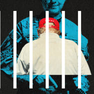 Illustration of Donald Trump and prison bars