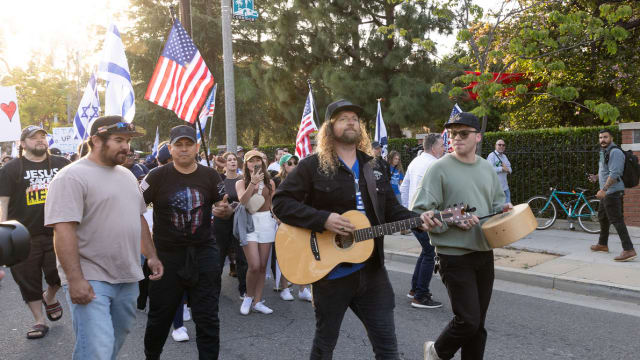 MAGA pastor Sean Feucht and his band of Christian nationalists lead a “United for Israel” march against recent campus protests.