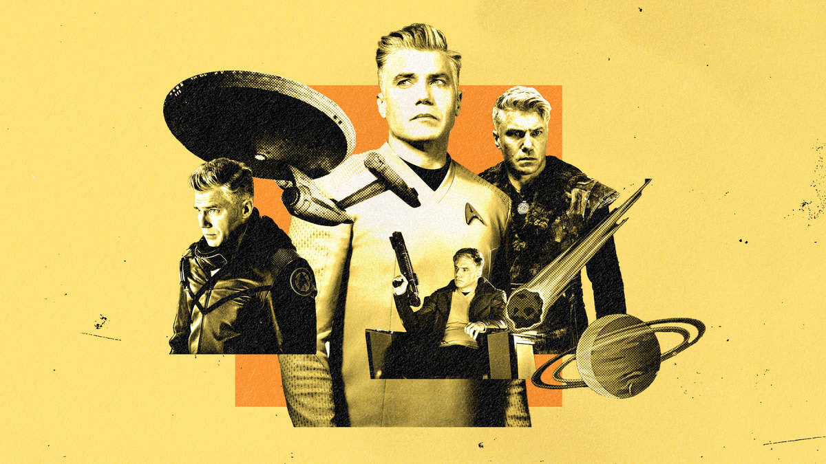 A photo illustration featuring Anson Mount as Captain Pike in Star Trek: Strange New Worlds