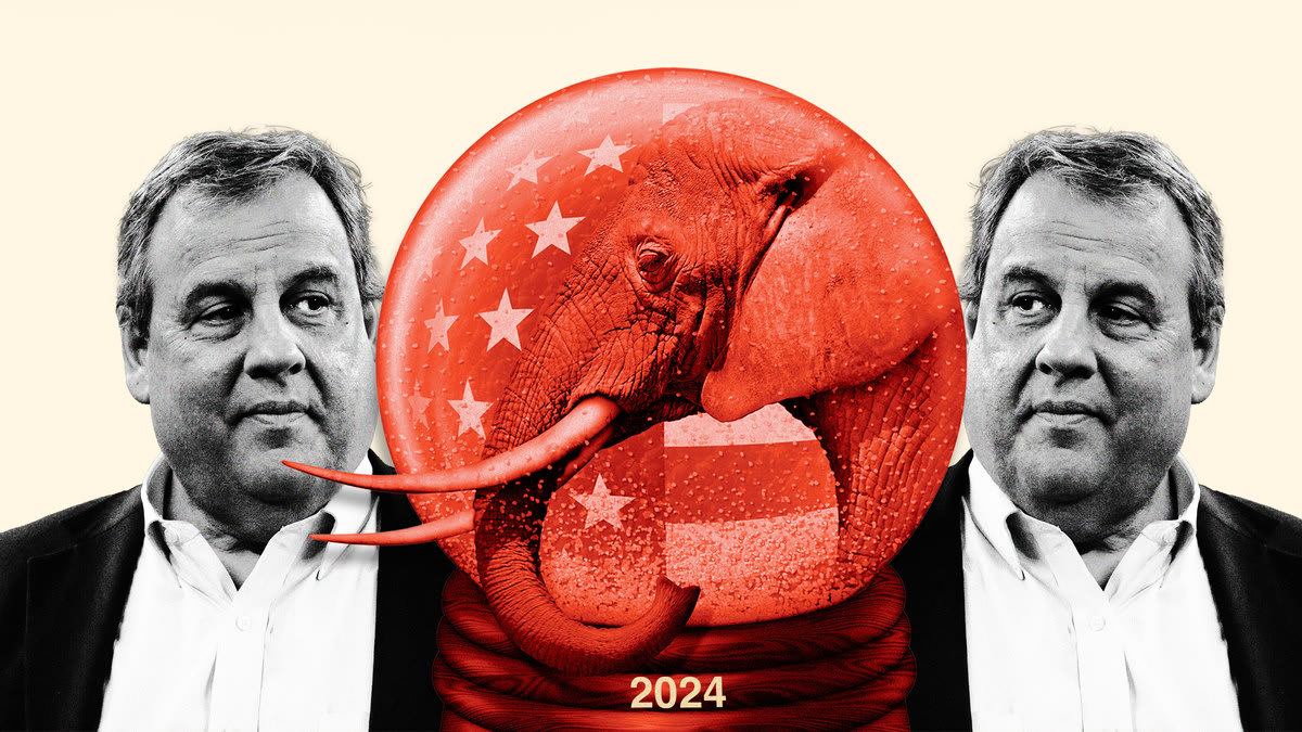 An illustration including a photo of Chris Christie and a manipulated GOP crystal ball