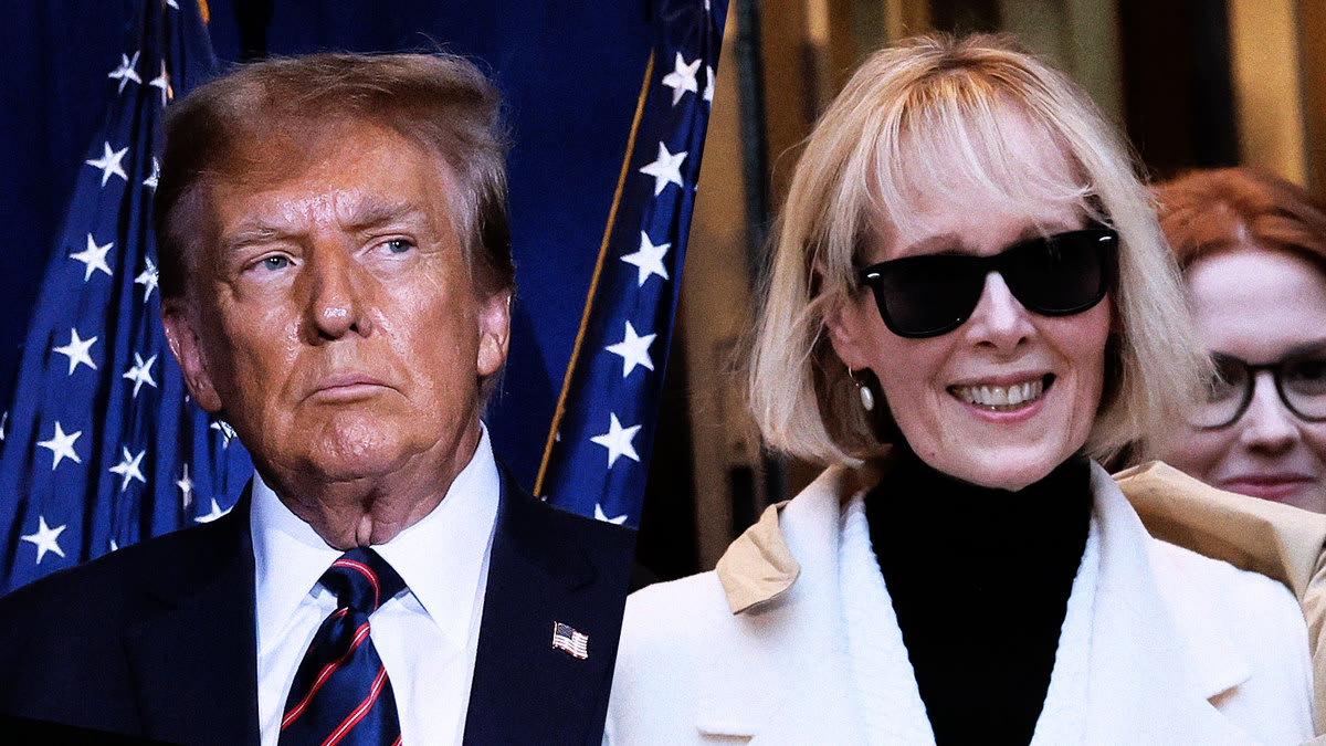 A photo illustration showing Donald Trump and E. Jean Carroll