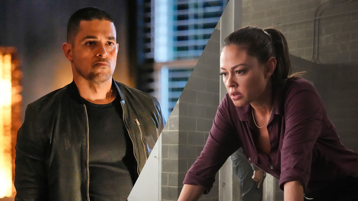 A split of stills from NCIS and NCIS: Hawaii featuring Wilmer Valderama and Vanessa Lachey