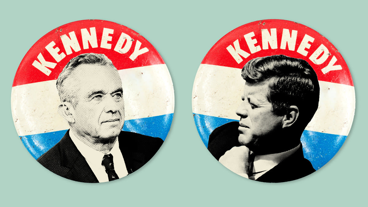 Robert F. Kennedy Jr. and John F. Kennedy campaign pins