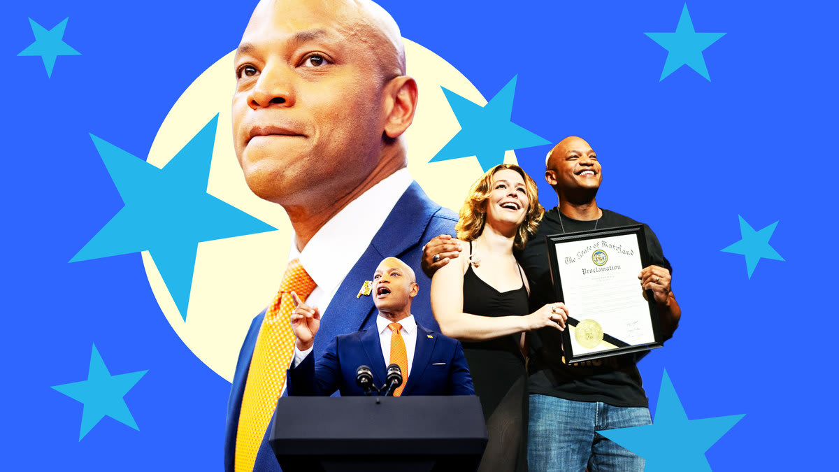 A photo illustration of Wes Moore.