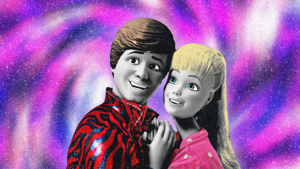 An illustration including a photo of a Toy Barbie and Ken Barbie Dolls.