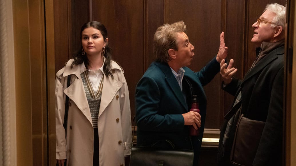Selena Gomez, Martin Short, and Steve Martin in Only Murders in the Building, episode 301