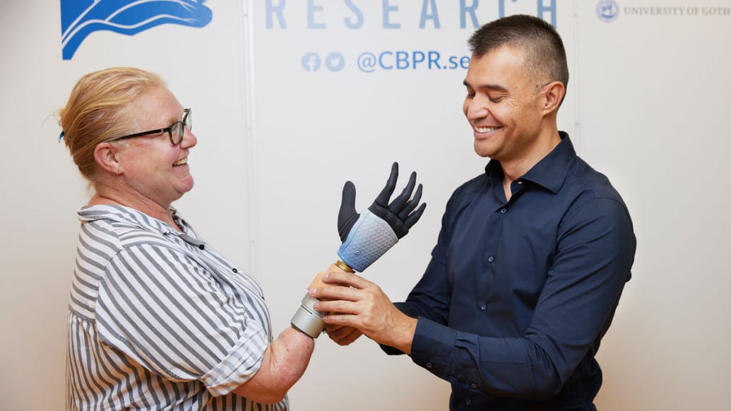 Karin with her integrated bionic hand and Prof. Max Ortiz Catalan