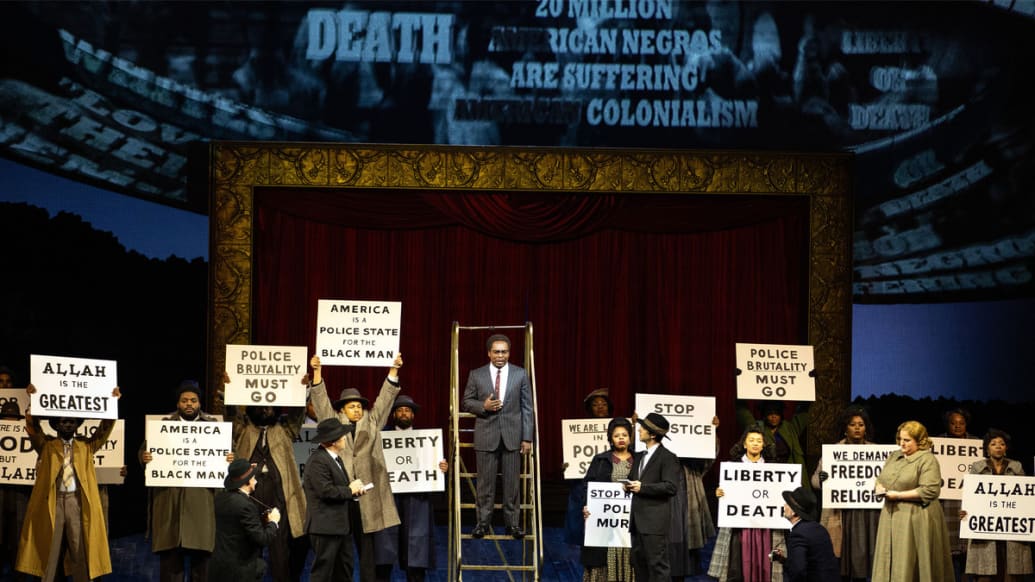 Will Liverman, center, as Malcolm in a scene from Anthony Davis' "X: The Life and Times of Malcolm X."
