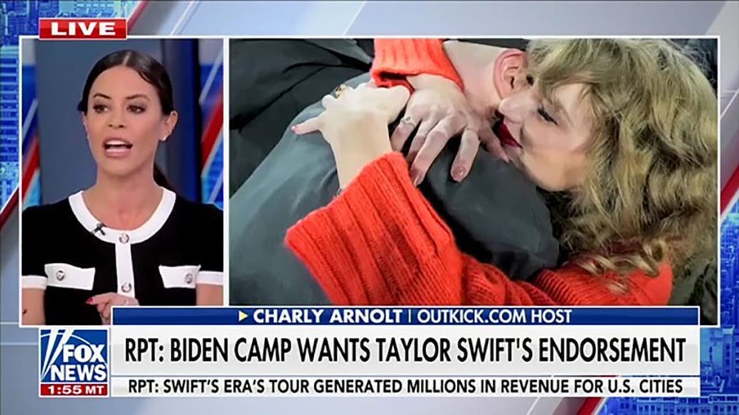 Screenshot of a Fox News segment where they discussed Biden wanting Taylor Swift’s endorsement.