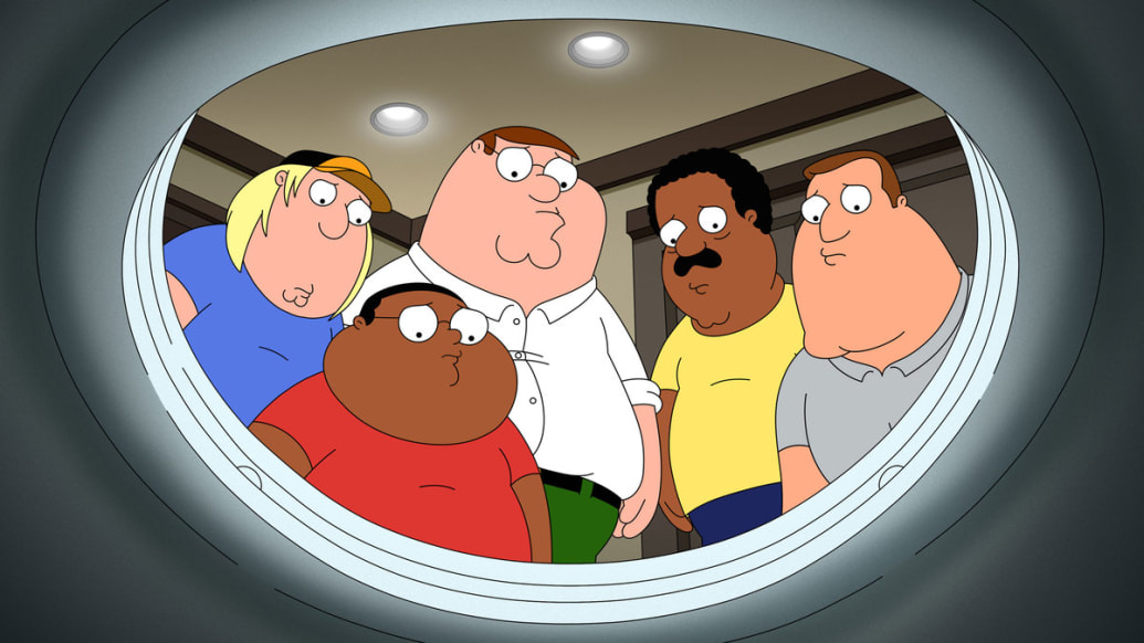 A photo including a still from Family Guy premiere on Fox