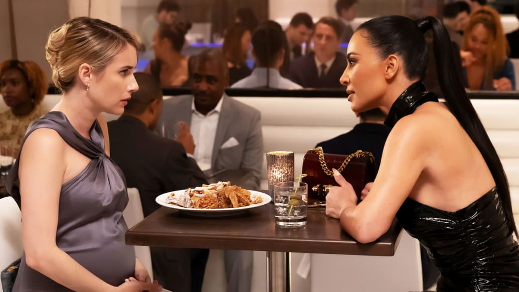 Kim Kardashian and Emma Roberts in a still from ‘American Horror Story: Delicate Part 2'