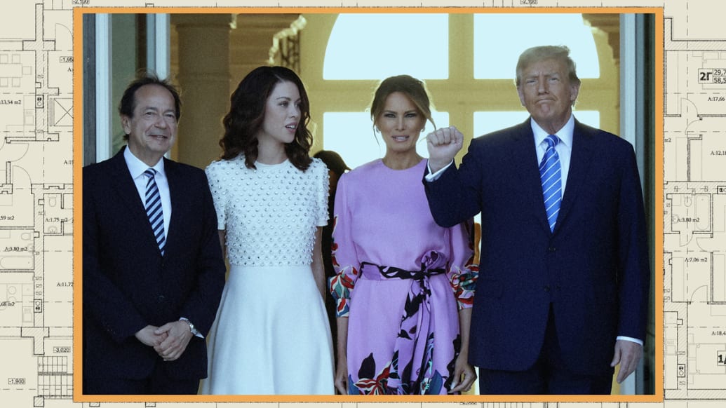 Donald Trump and Melania Trump at the home of John Paulson and his girlfriend Alina de Almeida