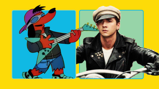 A photo illustration showing Poochie from the Simpsons and Shia LaBeouf as Mutt in Indian Jones and the Kingdom of the Crystal Skull.