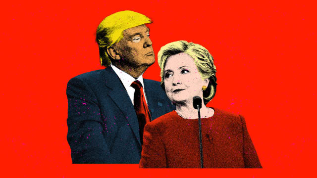 Photo illustration of a graphic Donald Trump and Hillary Clinton