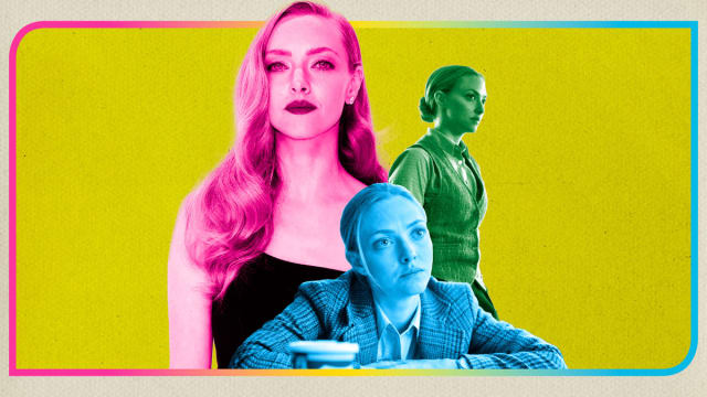 A photo composite of Amanda Seyfried in The Crowded Room.