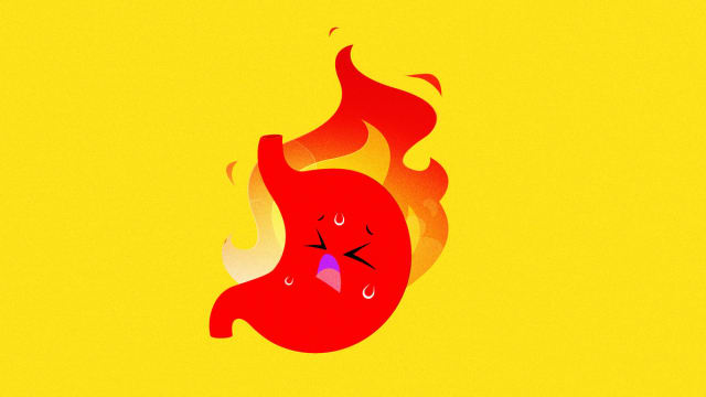 An illustration including a photo of a Stomach on Fire