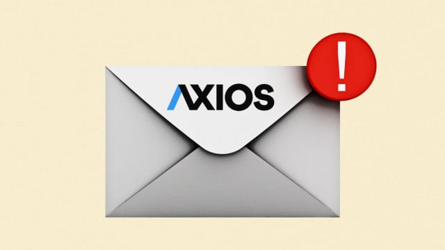 An illustration including E-mail iconography and the Axios logo