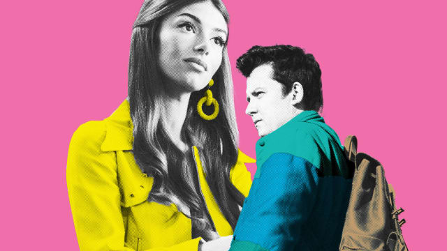 A photo illustration of Mimi Keene as Ruby and Asa Butterfield as Otis Milburn.