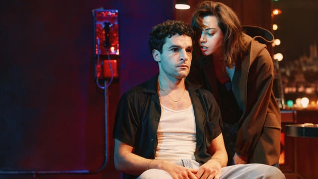Christopher Abbott as Danny and Aubrey Plaza as Roberta in “Danny and the Deep Blue Sea.”