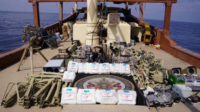 Weapons seized by the Coast Guard from a vessel in the Arabian Sea