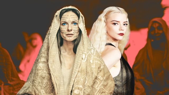 An illustration of Rebecca Ferguson in Dune: Part Two and Anya Taylor-Joy